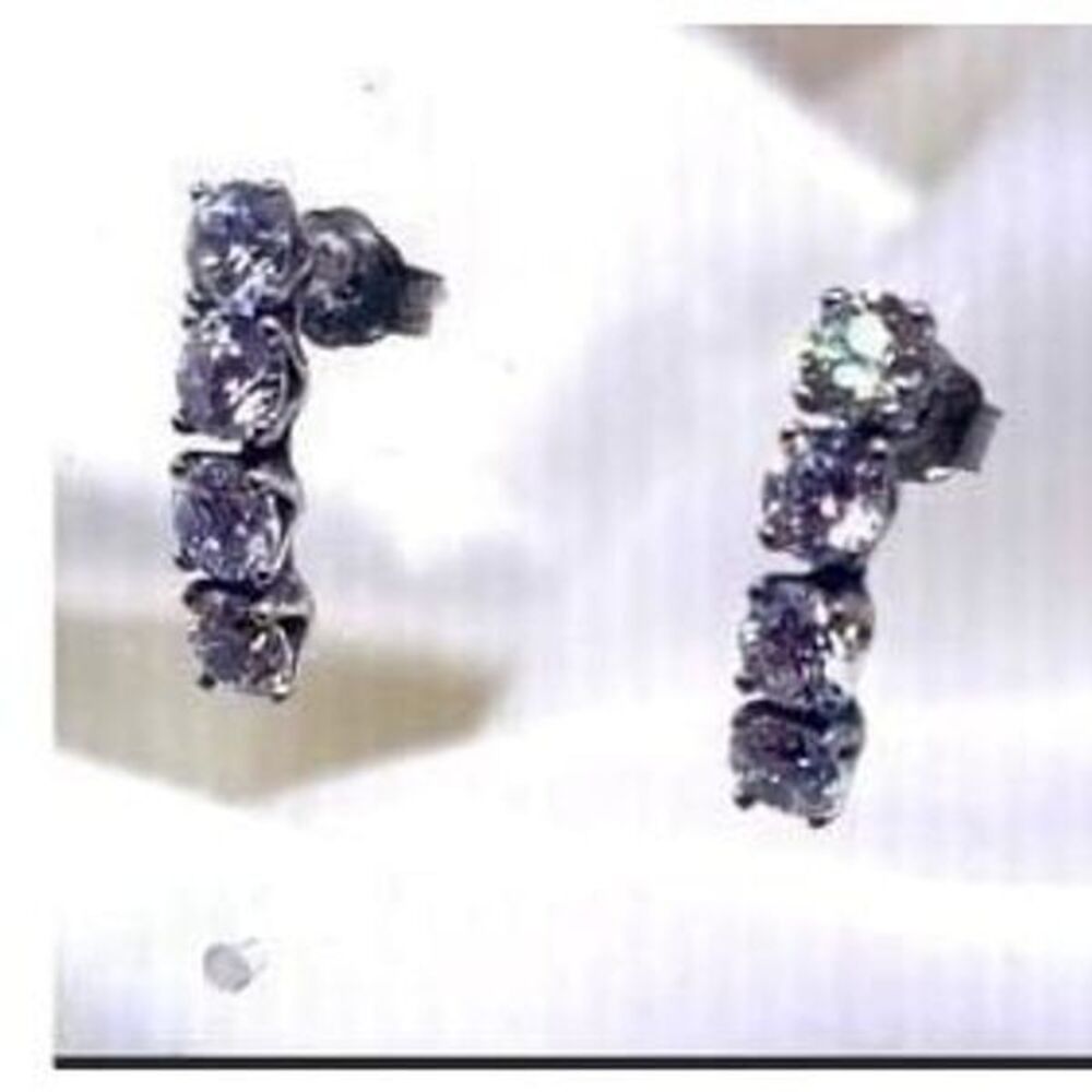 Sterling silver 925 4 crystal drop dangle stud back earring - Picture 5 of 6